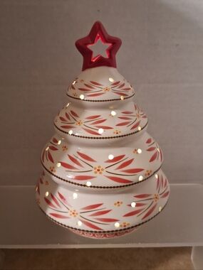 Temptations by Tara Battery Light-Up Christmas Tree  Old World Red Cranberry 6"